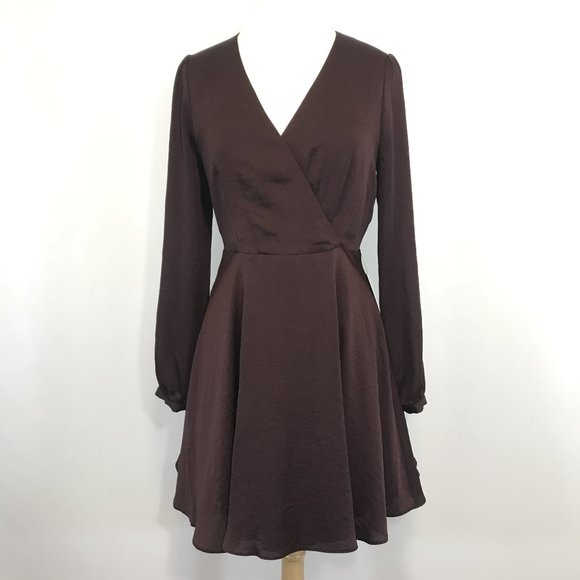 Express Dresses & Skirts - Express Long Sleeve Surplice Fit And Flare…